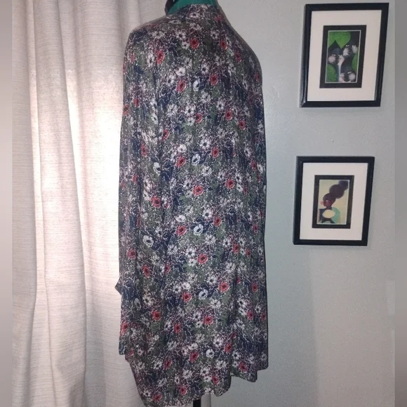 Hinge Multicolored Floral Duster Sz L - Picture 6 of 7